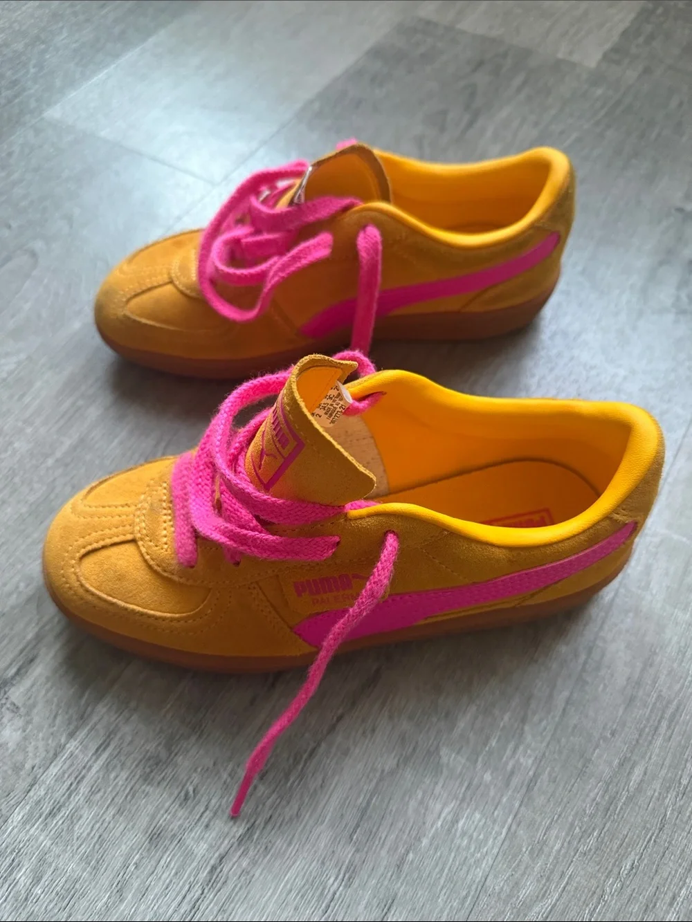 Puma Kids Orange Sneakers with Pink Accents